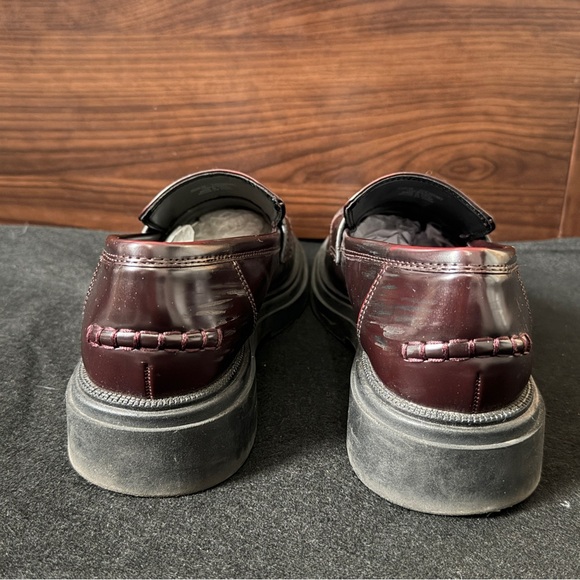 Zara Chunky Penny Loafers Wine Deep Burgundy Women’s Size 7.5 Or 38 - Picture 6 of 13